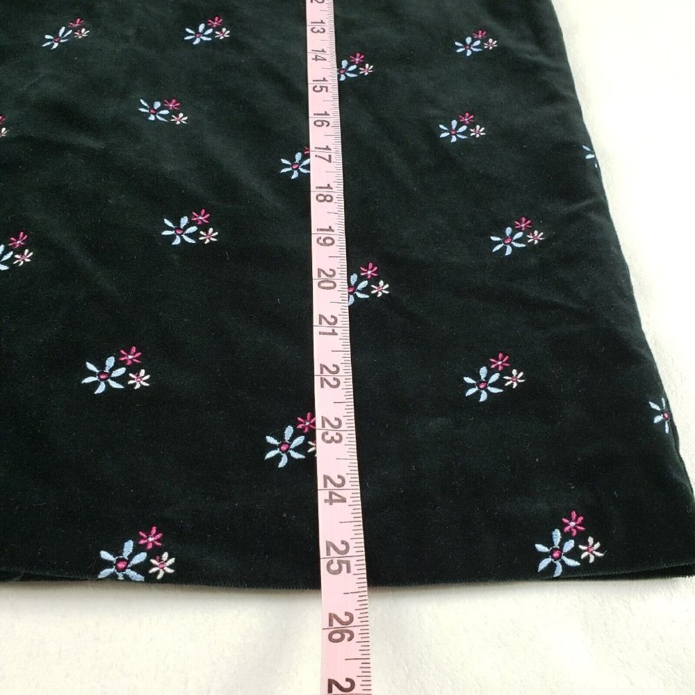 Hanna Andersson Velvet Floral Skirt Black Womens 8 Embroidered Pencil Lined - Picture 7 of 8